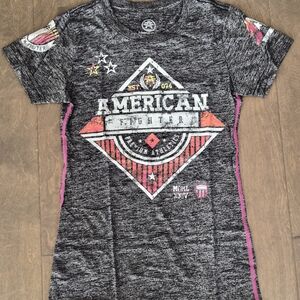 American Fighter Charcoal Tee with Pink and White Graphics